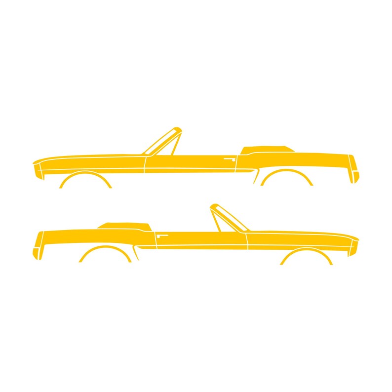Set Of 2 Car Silhouette Decal Stickers For 1964-66 Ford Mustang Convertible Yellow