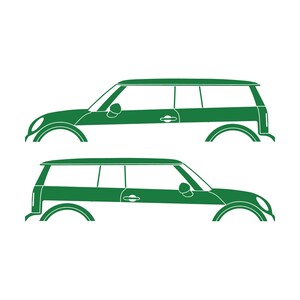 Set Of 2 Car Silhouette Decal Stickers For Mini Clubman R55 - 1st Gen 2007-14 Green