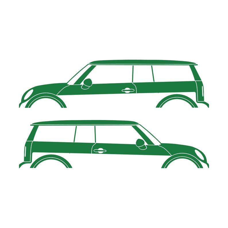 Set Of 2 Car Silhouette Decal Stickers For Mini Clubman R55 - 1st Gen 2007-14 Green
