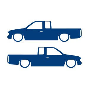 Set Of 2 Lowered Truck Silhouette Decal Stickers For Nissan Hardbody Ext Cab D21 Pickup Blue