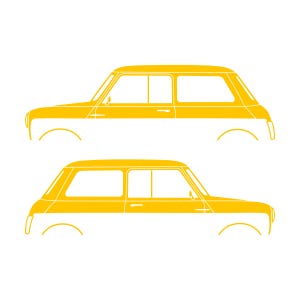 Set Of 2 Car Silhouette Decal Stickers For Classic Mk2 Mini Cooper Hatchback Yellow