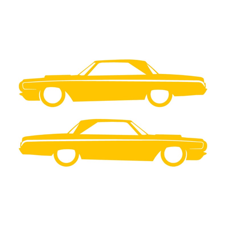 Set Of 2 Car Silhouette Decal Stickers For 1964 Dodge Polara Max Wedge 2-door Hardtop Coupe Yellow