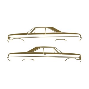 Juego de 2 pegatinas con silueta de coche para Ford Galaxie Coupé de techo rígido de 2 puertas de 1964 Oro