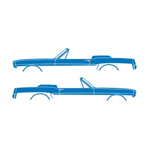 Set Of 2 Car Silhouette Decal Stickers For 1964-66 Ford Mustang Convertible Sky Blue