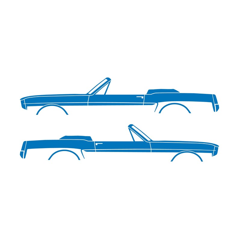 Set Of 2 Car Silhouette Decal Stickers For 1964-66 Ford Mustang Convertible Sky Blue