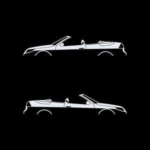 Set Of 2 Car Silhouette Decal Stickers For Saab 9-3 Facelift 2nd Gen Convertible White