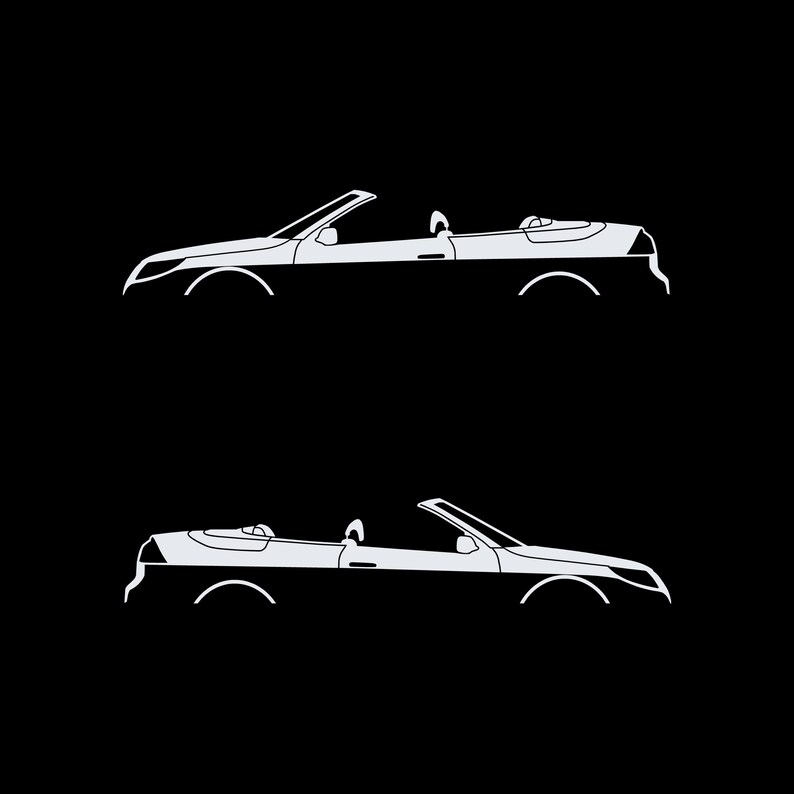 Set Of 2 Car Silhouette Decal Stickers For Saab 9-3 Facelift 2nd Gen Convertible White