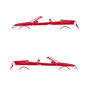 Set Of 2 Car Silhouette Decal Stickers For Saab 9-3 Early Spec 2nd Gen Convertible Red