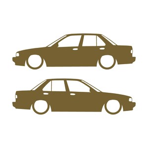 Juego de 2 pegatinas decorativas con silueta de coche rebajado para JDM para Nissan Sentra SE-R Oro