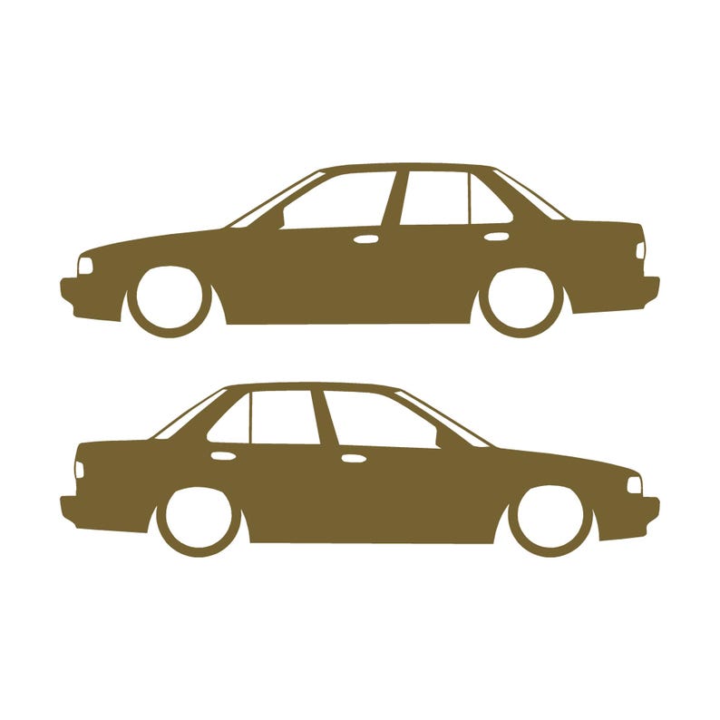 Juego de 2 pegatinas decorativas con silueta de coche rebajado para JDM para Nissan Sentra SE-R Oro