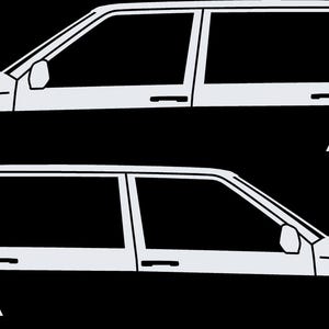 Set Of 2 Car Silhouette Decal Stickers For Volvo 744 Sedan White