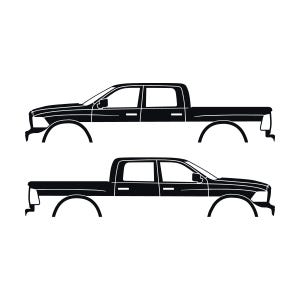Set med 2 silhuettdekaler för Dodge Ram Crew Cab 4:e generationen 2010-18 Svart