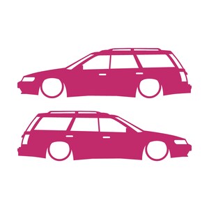 Set mit 2 Aufklebern für tiefergelegte Fahrzeuge für Subaru Legacy 1st Gen Wagon Rosa