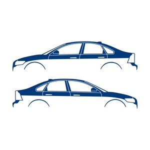 Set Of 2 Car Silhouette Decal Stickers For Volvo S40 2nd Gen Blue