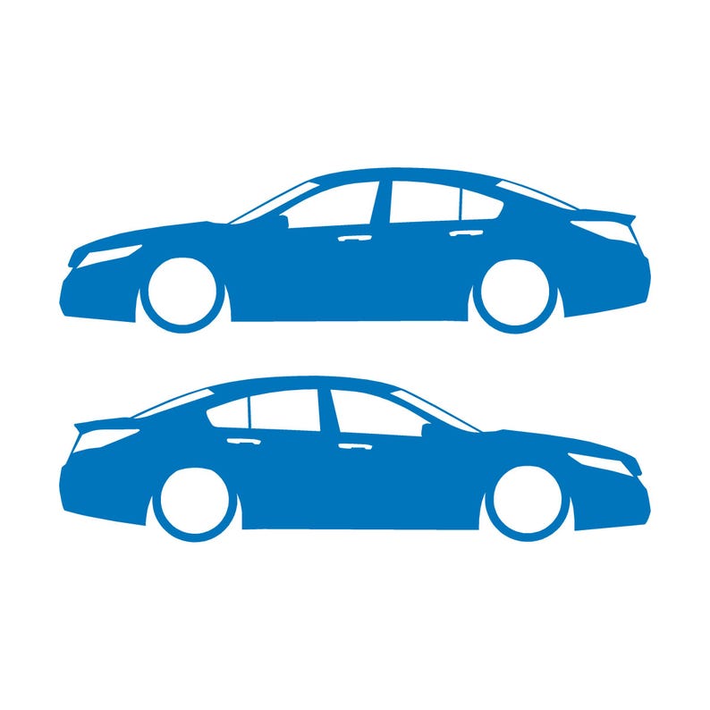 Set Of 2 Lowered Car Silhouette Decal Stickers For Acura TL 4th Gen UA8 2009-14 Sky Blue