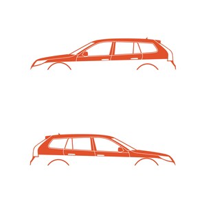 サーブ9-5スポーツツアラーワゴン用カーシルエットデカールステッカー2枚セット オレンジ