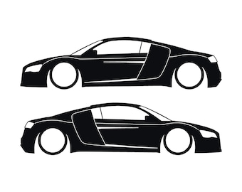 Set Of 2 Lowered Car Silhouette Decal Stickers For Audi R8 1st Gen 2007-15 Coupe