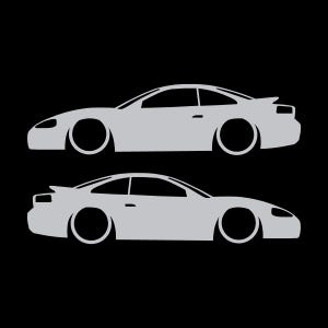 Set Of 2 Car Silhouette Decal Stickers For Dodge Stealth RT Turbo Silver