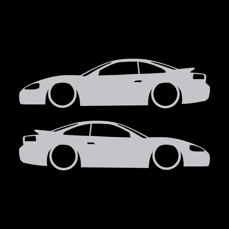 Set Of 2 Car Silhouette Decal Stickers For Dodge Stealth RT Turbo Silver