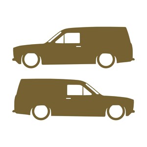 Set Of 2 Lowered Van Silhouette Decal Stickers For Ford Escort Mk1 Gold