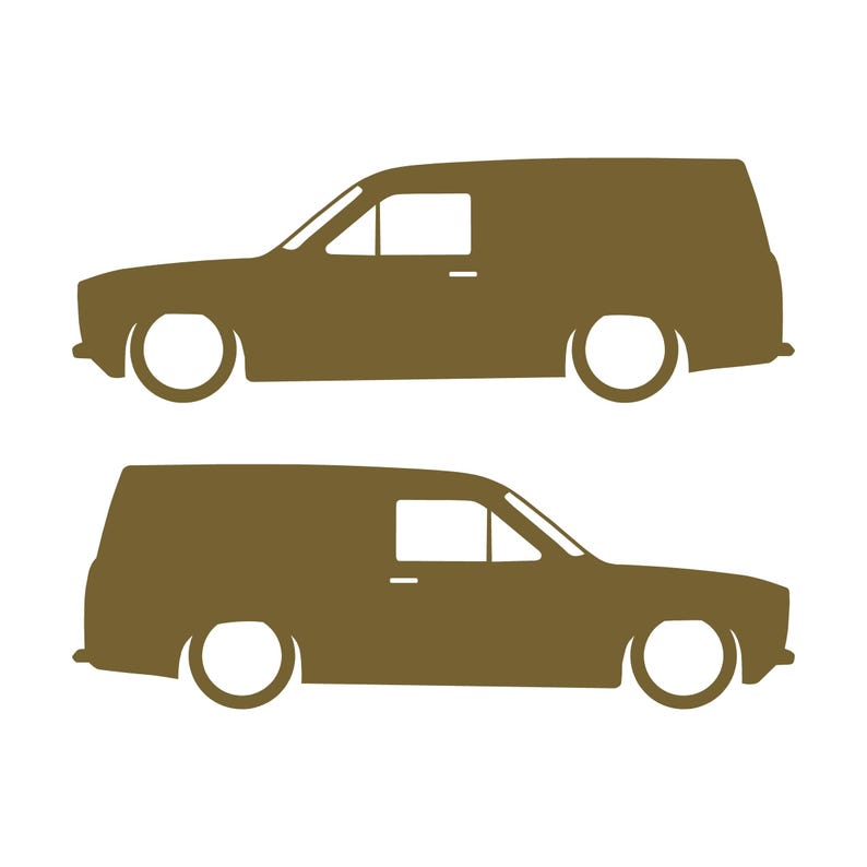 Set Of 2 Lowered Van Silhouette Decal Stickers For Ford Escort Mk1 Gold