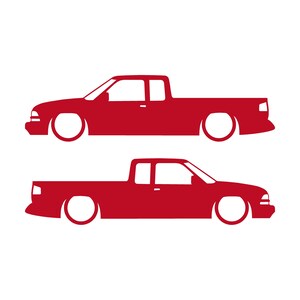 Set Of 2 Car Silhouette Decal Stickers For Chevrolet S10 2nd Gen Ext Cab 1998-2004 Red