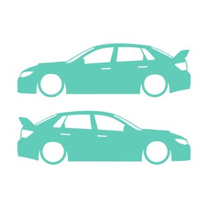 Set mit 2 Auto-Silhouette-Aufklebern für Subaru WRX STI VA 2014 Limousine Mint