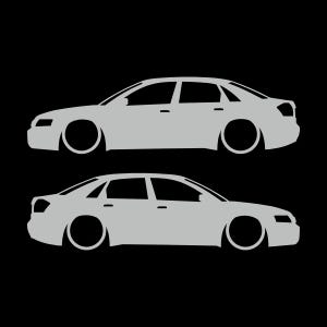 Set Of 2 Lowered Car Silhouette Decal Stickers For Audi A4 S6 B6 Saloon Sedan Light Grey
