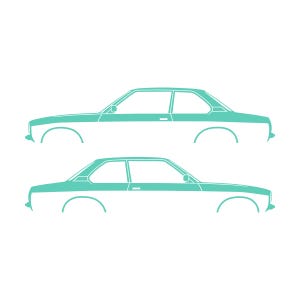Set Of 2 Car Silhouette Decal Stickers For Opel Ascona B 4-Door Sedan Mint