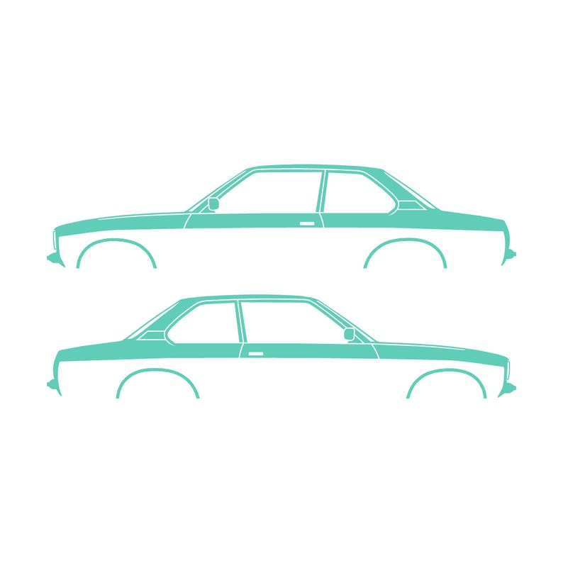 Set Of 2 Car Silhouette Decal Stickers For Opel Ascona B 4-Door Sedan Mint