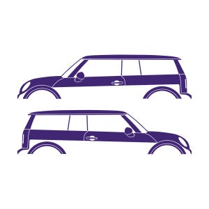 Set Of 2 Car Silhouette Decal Stickers For Mini Clubman R55 - 1st Gen 2007-14 Purple