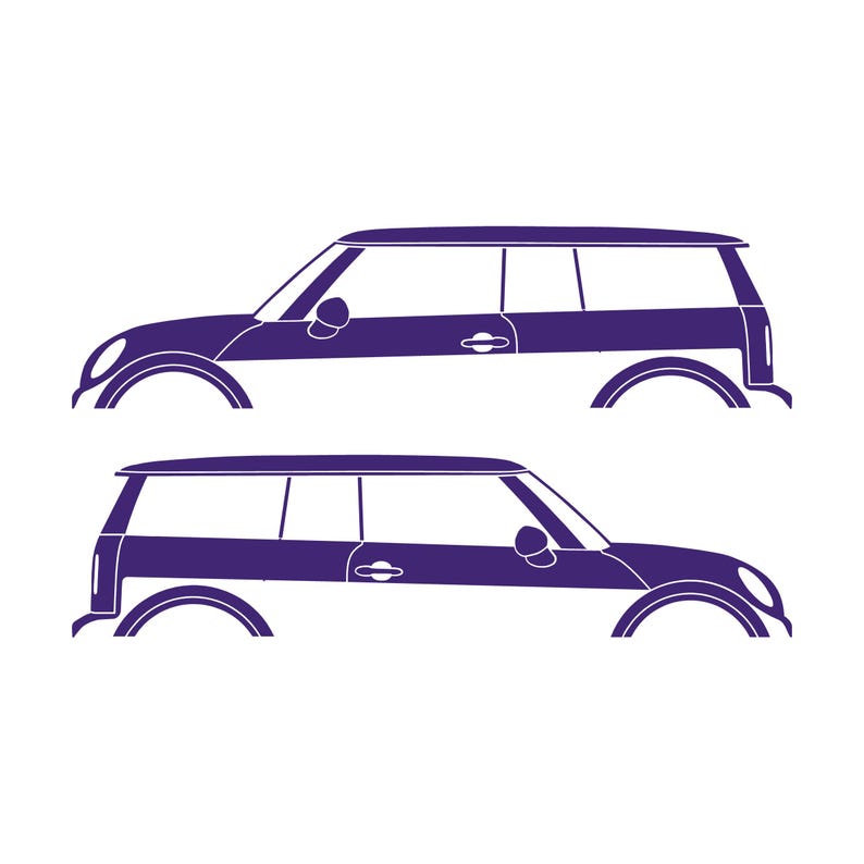 Set Of 2 Car Silhouette Decal Stickers For Mini Clubman R55 - 1st Gen 2007-14 Purple