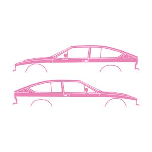 Set van 2 autosilhouet-stickers voor de Alfa Romeo GTV6 Coupé Soft Pink