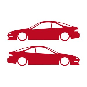 Set mit 2 Aufklebern für tiefergelegte Fahrzeuge für Acura Integra DC2 Coupé der 3. Generation Rot