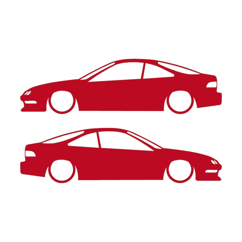 Set mit 2 Aufklebern für tiefergelegte Fahrzeuge für Acura Integra DC2 Coupé der 3. Generation Rot