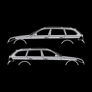 Set Of 2 Car Silhouette Decal Stickers For BMW E61 5-series Touring Silver