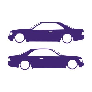 Set Of 2 Car Silhouette Decal Stickers For The Mercedes C124 E-Class W124 Coupe Purple