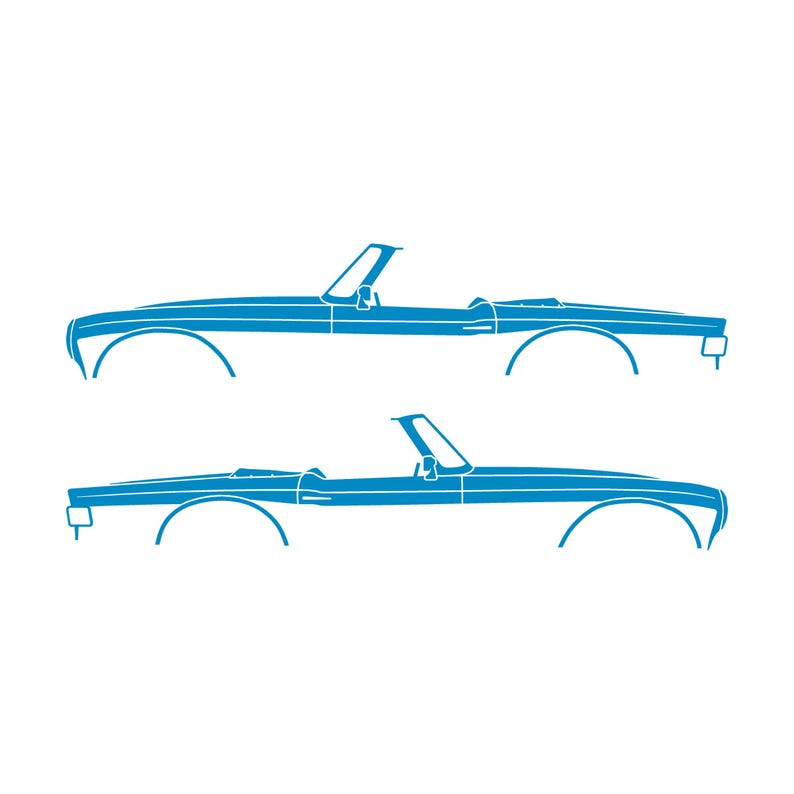 Set Of 2 Car Silhouette Decal Stickers For Triumph TR6 Light Blue