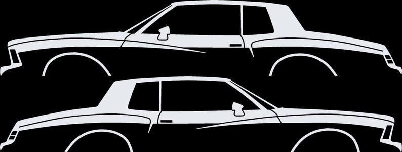 Set Of 2 Car Silhouette Decal Stickers For Chevrolet Monte Carlo 3rd Gen White