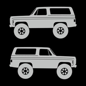 Set Of 2 Lowered Car Silhouette Decal Stickers For Chevrolet K5 Blazer Light Grey