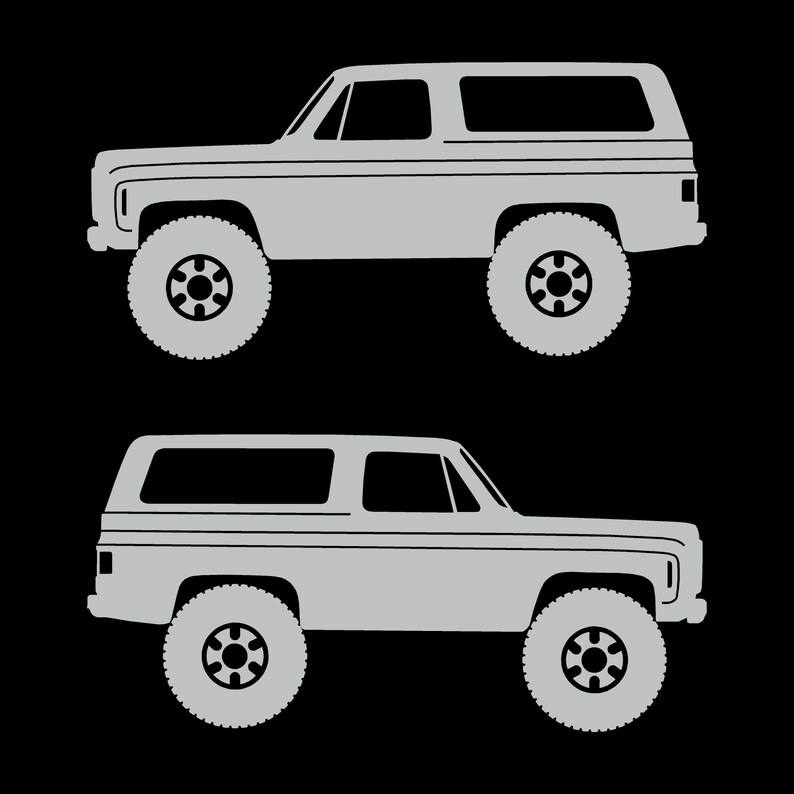 Set Of 2 Lowered Car Silhouette Decal Stickers For Chevrolet K5 Blazer Light Grey