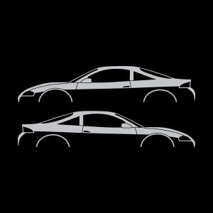 Set Of 2 Car Silhouette Decal Stickers For Mitsubishi Eclipse 2nd Gen 2Gb 1997-99 GS-T GSX Silver