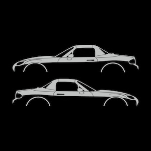 Set Of 2 Lowered Car Silhouette Decal Stickers For Mazda Miata MX5 NC Light Grey