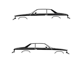 Set Of 2 Lowered Car Silhouette Decal Stickers For Chevrolet Monte Carlo 1st Gen Classic 1970-72 Coupe