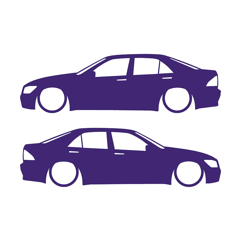 Set Of 2 Lowered Car Silhouette Decal Stickers For Toyota Altezza Purple