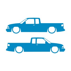 Set Of 2 Car Silhouette Decal Stickers For Chevrolet S10 2nd Gen Ext Cab 1998-2004 Light Blue