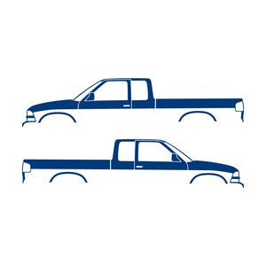 Set di 2 adesivi a forma di silhouette per auto per Chevy S10 Later Blu