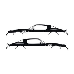 Set mit 2 Auto-Silhouette-Aufklebern für Chevrolet Camaro Z28 2. Generation 1978-79 Coupé Schwarz
