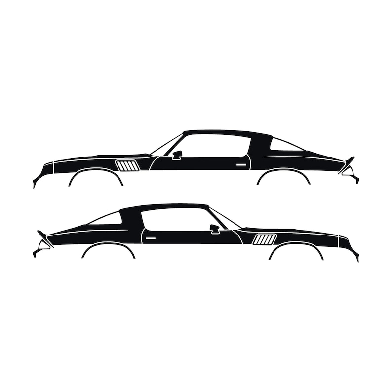 Set mit 2 Auto-Silhouette-Aufklebern für Chevrolet Camaro Z28 2. Generation 1978-79 Coupé Schwarz