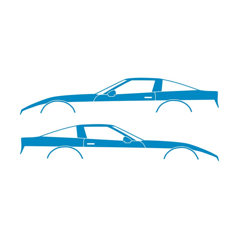 Set Of 2 Car Silhouette Decal Stickers For Chevrolet Corvette C4 Coupe Light Blue